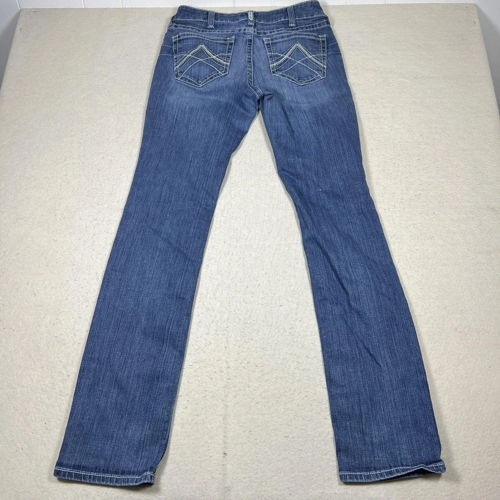 Ariat R.E.A.L. Jeans Womens 30XL Blue Medium Wash Slim Straight Stretch Denim - Picture 12 of 13